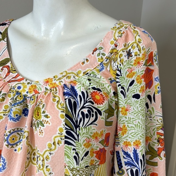 Maeve by Anthropologie Boswell Patchwork Blouse Paisley Pink Sz 0 - Picture 5 of 14